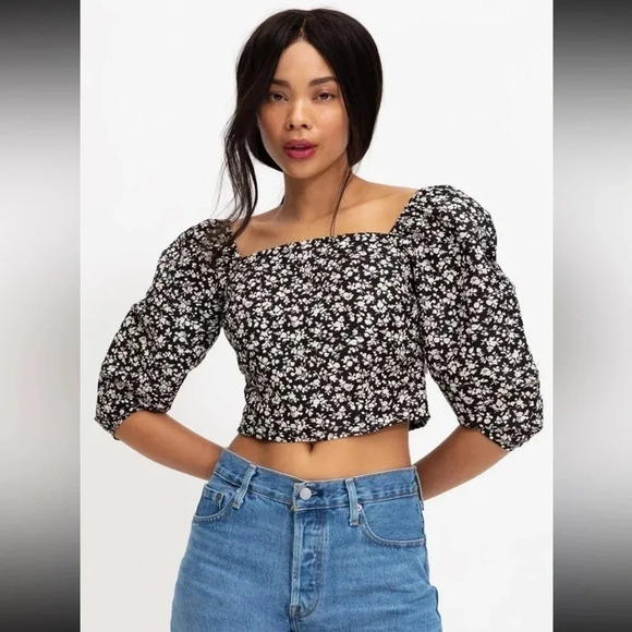 Levi's Women's Long Sleeve Yvie Blouse Crop Top NWT - Picture 1 of 6